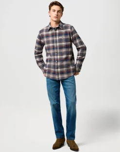 Wrangler Kauluspaidat*paita 112371556 Brushed 1 Pkt Navy Birch
