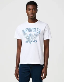Wrangler T-Paidat*t-paita 112371475 Americana Tee Regular fit Worn White