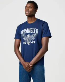 Wrangler T-Paidat*t-paita 112371477  Americana Tee Regular fit Navy
