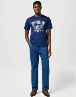 Wrangler T-Paidat*t-paita 112371477  Americana Tee Regular fit Navy